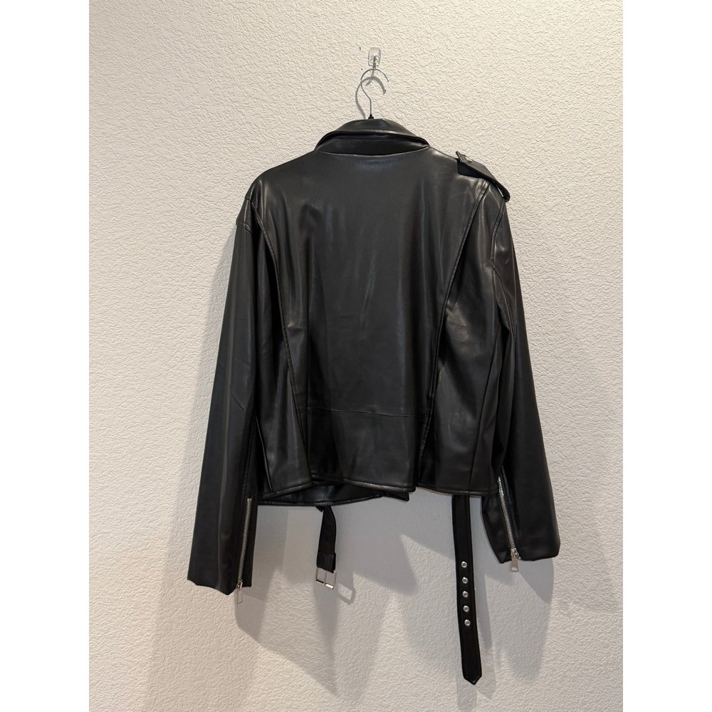Arula Womens Moto Jacket‎ Faux Leather Black B